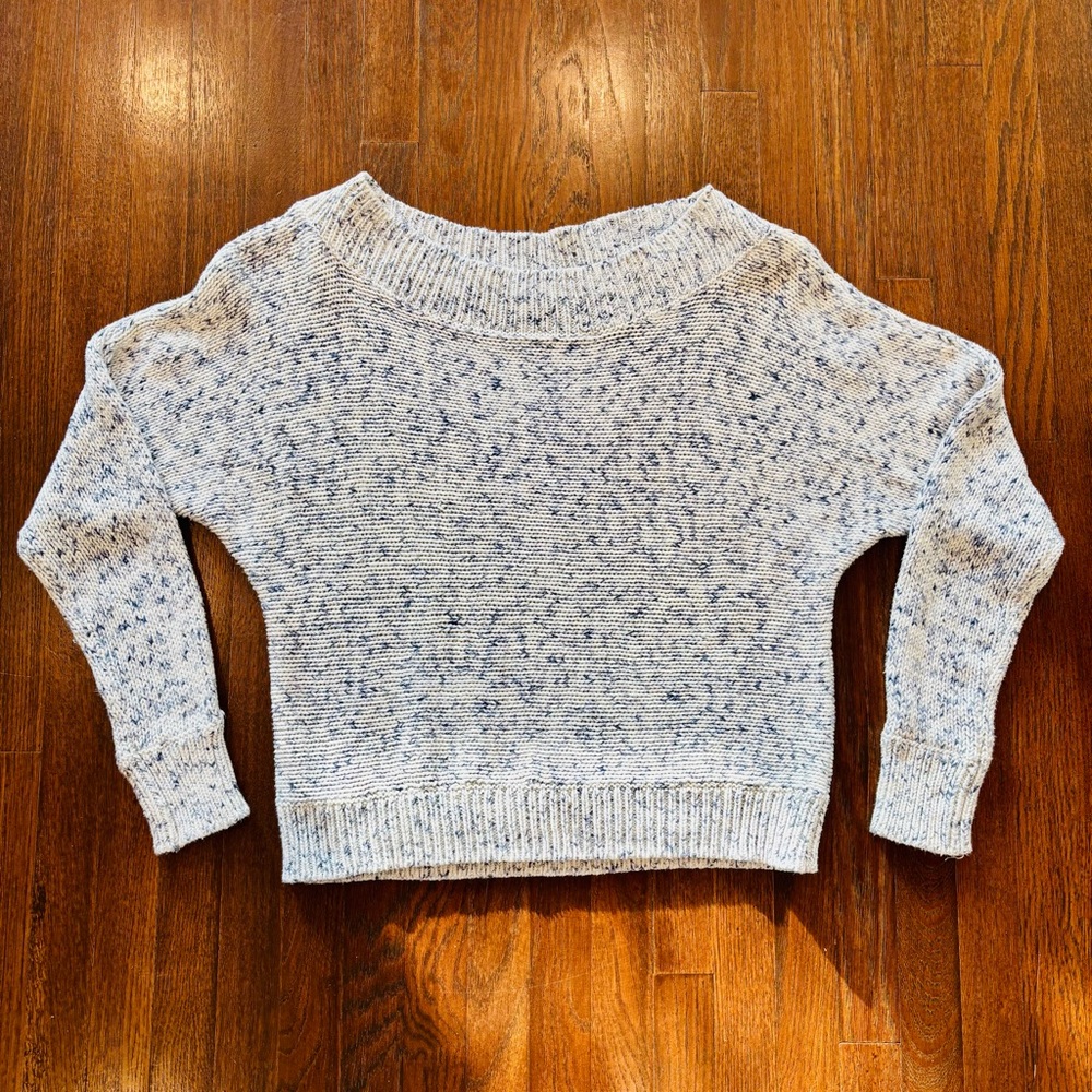 GAP Speckled White & Blue knit Boatneck Sweater